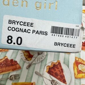 Cognac Leather Double Strap Slide Sandals